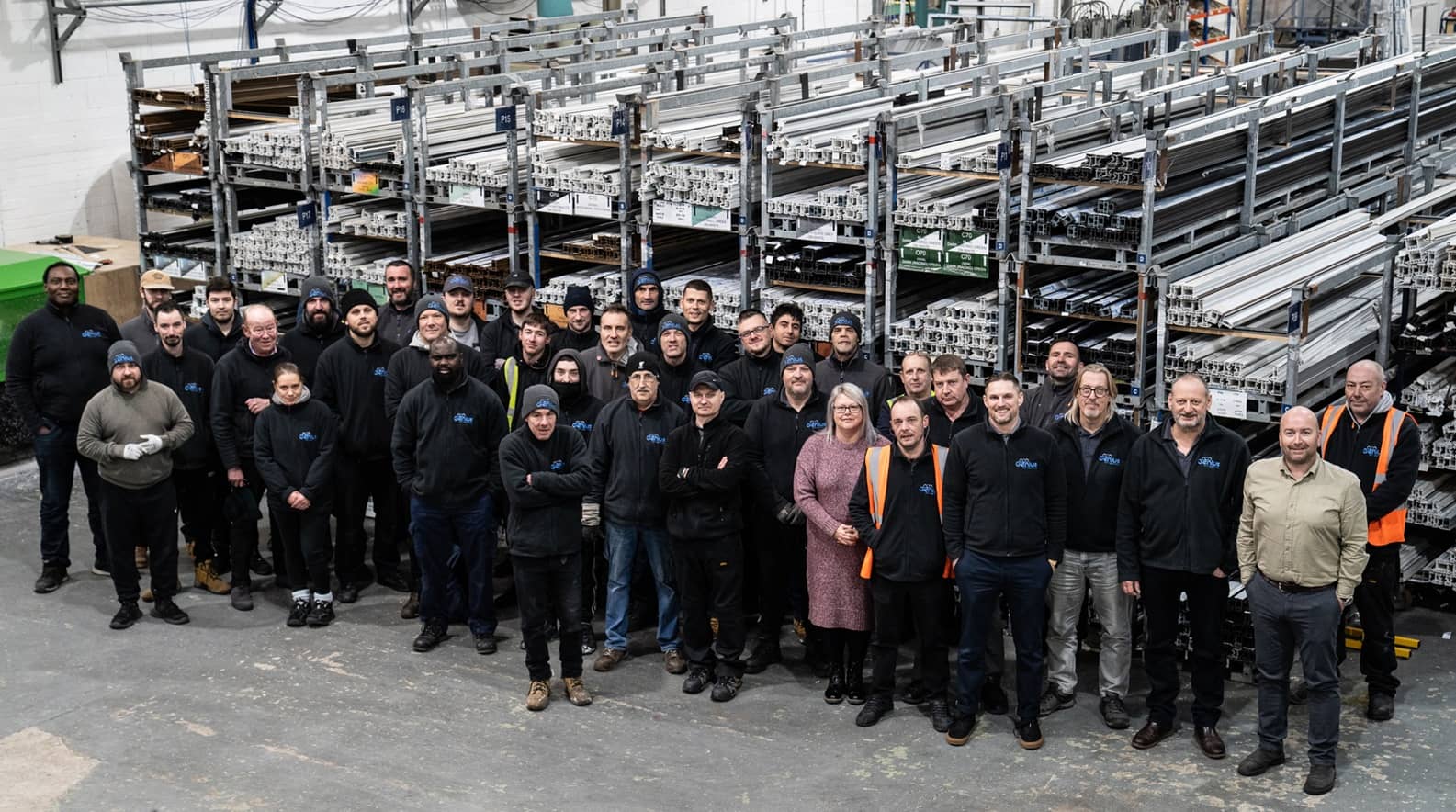 Genius PVC Trade Frames Team Photo at Norwich Factory 